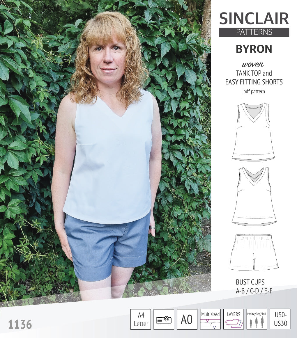 Byron v-neck tank top and easy fitting shorts set for woven fabrics (P ...