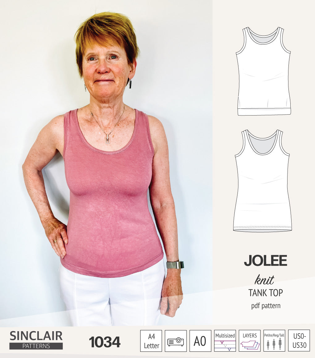 Jolee knit longline tank top sewing pattern (PDF) – Sinclair Patterns