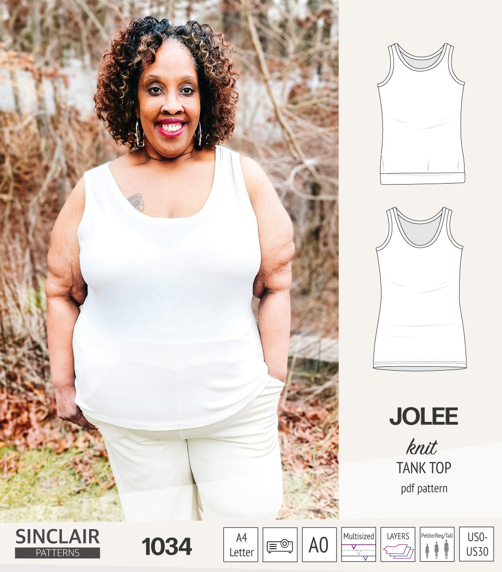 Jolee knit longline tank top sewing pattern (PDF) – Sinclair Patterns