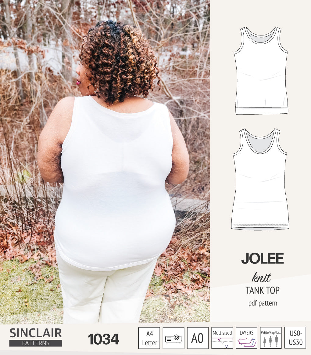 Jolee knit longline tank top sewing pattern (PDF) – Sinclair Patterns