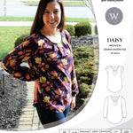Pdf sewing pattern Daisy woven blouse top with pleated neckline and petal sleeves Sinclair Patterns