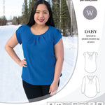 Pdf sewing pattern Daisy woven blouse top with pleated neckline and petal sleeves Sinclair Patterns