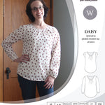Pdf sewing pattern Daisy woven blouse top with pleated neckline and petal sleeves Sinclair Patterns