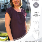 Pdf sewing pattern Daisy woven blouse top with pleated neckline and petal sleeves Sinclair Patterns