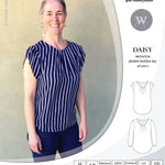 Pdf sewing pattern Daisy woven blouse top with pleated neckline and petal sleeves Sinclair Patterns