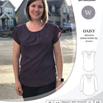 Pdf sewing pattern Daisy woven blouse top with pleated neckline and petal sleeves Sinclair Patterns