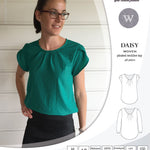 Pdf sewing pattern Daisy woven blouse top with pleated neckline and petal sleeves Sinclair Patterns