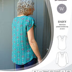 Pdf sewing pattern Daisy woven blouse top with pleated neckline and petal sleeves Sinclair Patterns