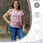 Pdf sewing pattern Daisy woven blouse top with pleated neckline and petal sleeves Sinclair Patterns