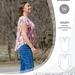 Pdf sewing pattern Daisy woven blouse top with pleated neckline and petal sleeves Sinclair Patterns