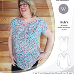 Pdf sewing pattern Daisy woven blouse top with pleated neckline and petal sleeves Sinclair Patterns