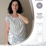 Pdf sewing pattern Daisy woven blouse top with pleated neckline and petal sleeves Sinclair Patterns
