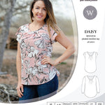 Pdf sewing pattern Daisy woven blouse top with pleated neckline and petal sleeves Sinclair Patterns