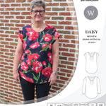 Pdf sewing pattern Daisy woven blouse top with pleated neckline and petal sleeves Sinclair Patterns