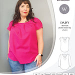 Pdf sewing pattern Daisy woven blouse top with pleated neckline and petal sleeves Sinclair Patterns