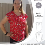 Pdf sewing pattern Daisy woven blouse top with pleated neckline and petal sleeves Sinclair Patterns