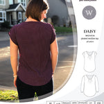 Pdf sewing pattern Daisy woven blouse top with pleated neckline and petal sleeves Sinclair Patterns