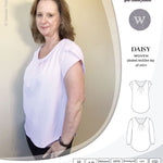 Pdf sewing pattern Daisy woven blouse top with pleated neckline and petal sleeves Sinclair Patterns