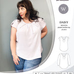 Pdf sewing pattern Daisy woven blouse top with pleated neckline and petal sleeves Sinclair Patterns