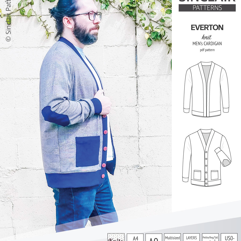 Pdf Sewing pattern S9006 Everton knit cardigan for men