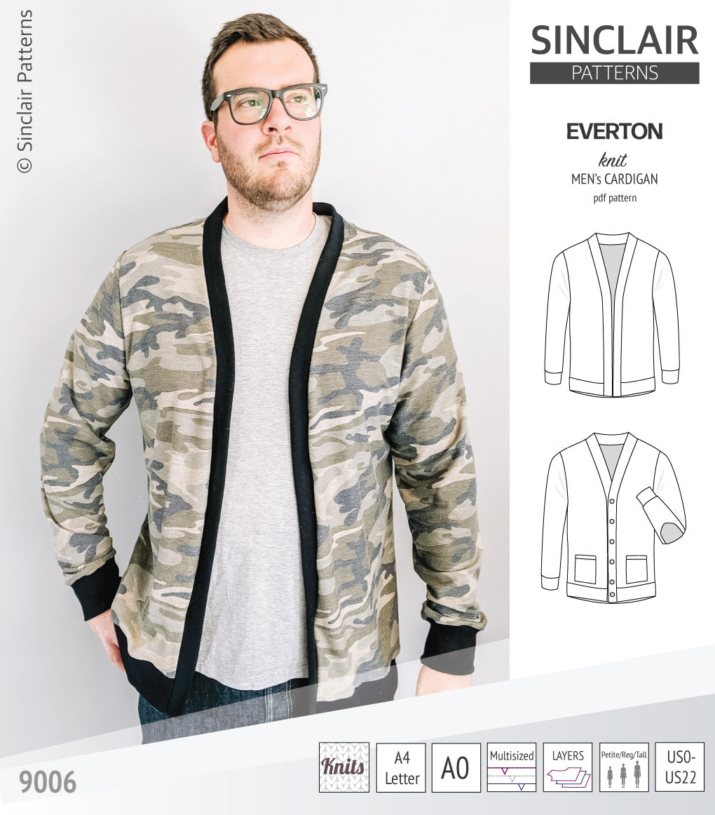 Everton classic knit cardigan for men (PDF) – Sinclair Patterns