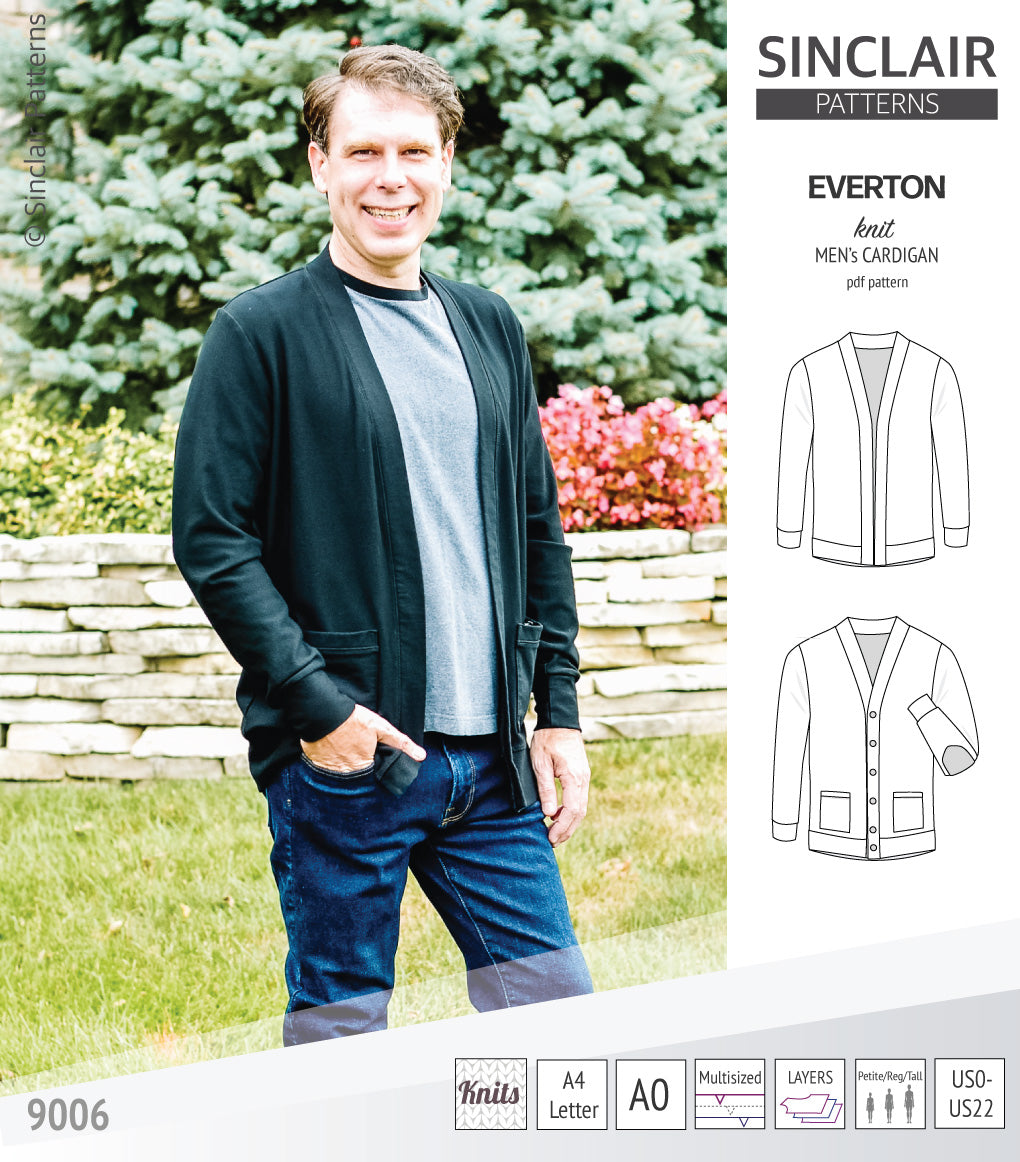 Everton classic knit cardigan for men (PDF) – Sinclair Patterns