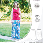 Pdf sewing pattern Mia knit jersey maxi or midi skirt with yoga waistband and side slits