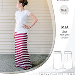 Pdf sewing pattern Mia knit jersey maxi or midi skirt with yoga waistband and side slits