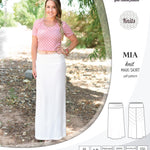 Pdf sewing pattern Mia knit jersey maxi or midi skirt with yoga waistband and side slits