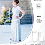 Pdf sewing pattern Mia knit jersey maxi or midi skirt with yoga waistband and side slits