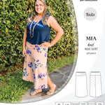 Pdf sewing pattern Mia knit jersey maxi or midi skirt with yoga waistband and side slits