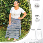 Pdf sewing pattern Mia knit jersey maxi or midi skirt with yoga waistband and side slits