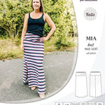 Pdf sewing pattern Mia knit jersey maxi or midi skirt with yoga waistband and side slits