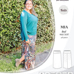 Pdf sewing pattern Mia knit jersey maxi or midi skirt with yoga waistband and side slits