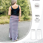 Pdf sewing pattern Mia knit jersey maxi or midi skirt with yoga waistband and side slits