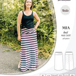 Pdf sewing pattern Mia knit jersey maxi or midi skirt with yoga waistband and side slits