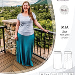 Pdf sewing pattern Mia knit jersey maxi or midi skirt with yoga waistband and side slits