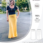 Pdf sewing pattern Mia knit jersey maxi or midi skirt with yoga waistband and side slits