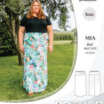 Pdf sewing pattern Mia knit jersey maxi or midi skirt with yoga waistband and side slits