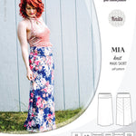 Pdf sewing pattern Mia knit jersey maxi or midi skirt with yoga waistband and side slits