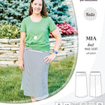 Pdf sewing pattern Mia knit jersey maxi or midi skirt with yoga waistband and side slits