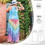 Pdf sewing pattern Mia knit jersey maxi or midi skirt with yoga waistband and side slits
