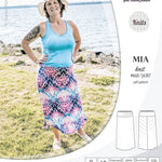 Pdf sewing pattern Mia knit jersey maxi or midi skirt with yoga waistband and side slits
