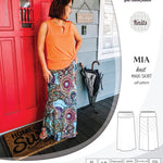Pdf sewing pattern Mia knit jersey maxi or midi skirt with yoga waistband and side slits