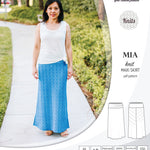 Pdf sewing pattern Mia knit jersey maxi or midi skirt with yoga waistband and side slits