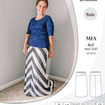 Pdf sewing pattern Mia knit jersey maxi or midi skirt with yoga waistband and side slits