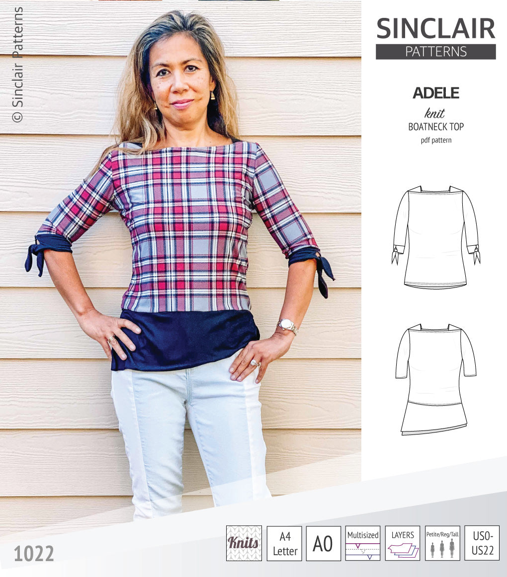 Adele knit boatneck top (PDF) – Sinclair Patterns