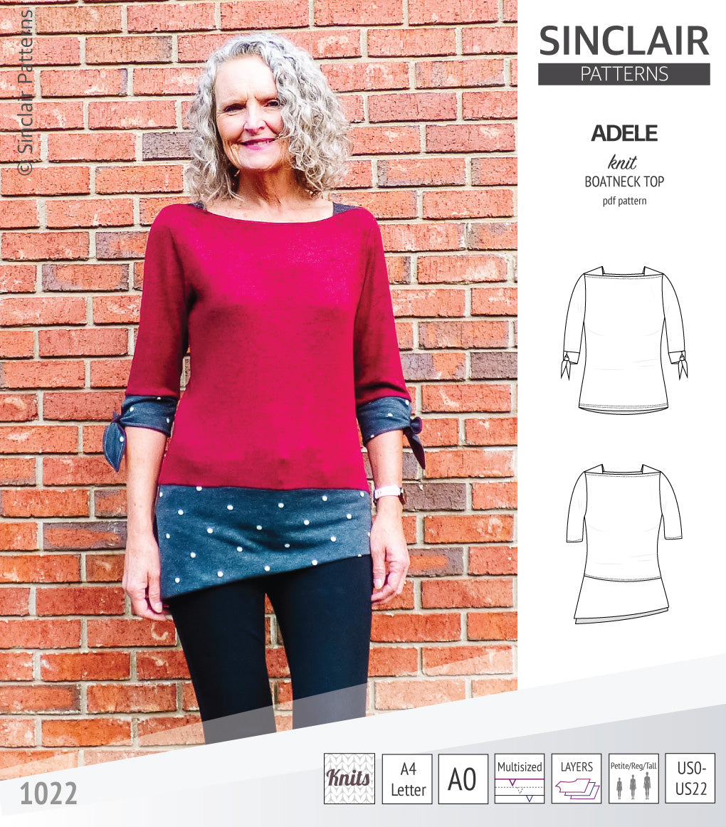 Adele knit boatneck top (PDF) – Sinclair Patterns