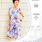 Pdf sewing patterns - S1025 Yasmin knit V neck dress with gathered or flared skirt by Sinclair Patterns 