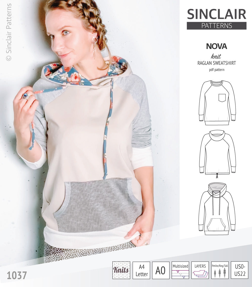 Nova knit raglan sweatshirt for women (PDF) – Sinclair Patterns